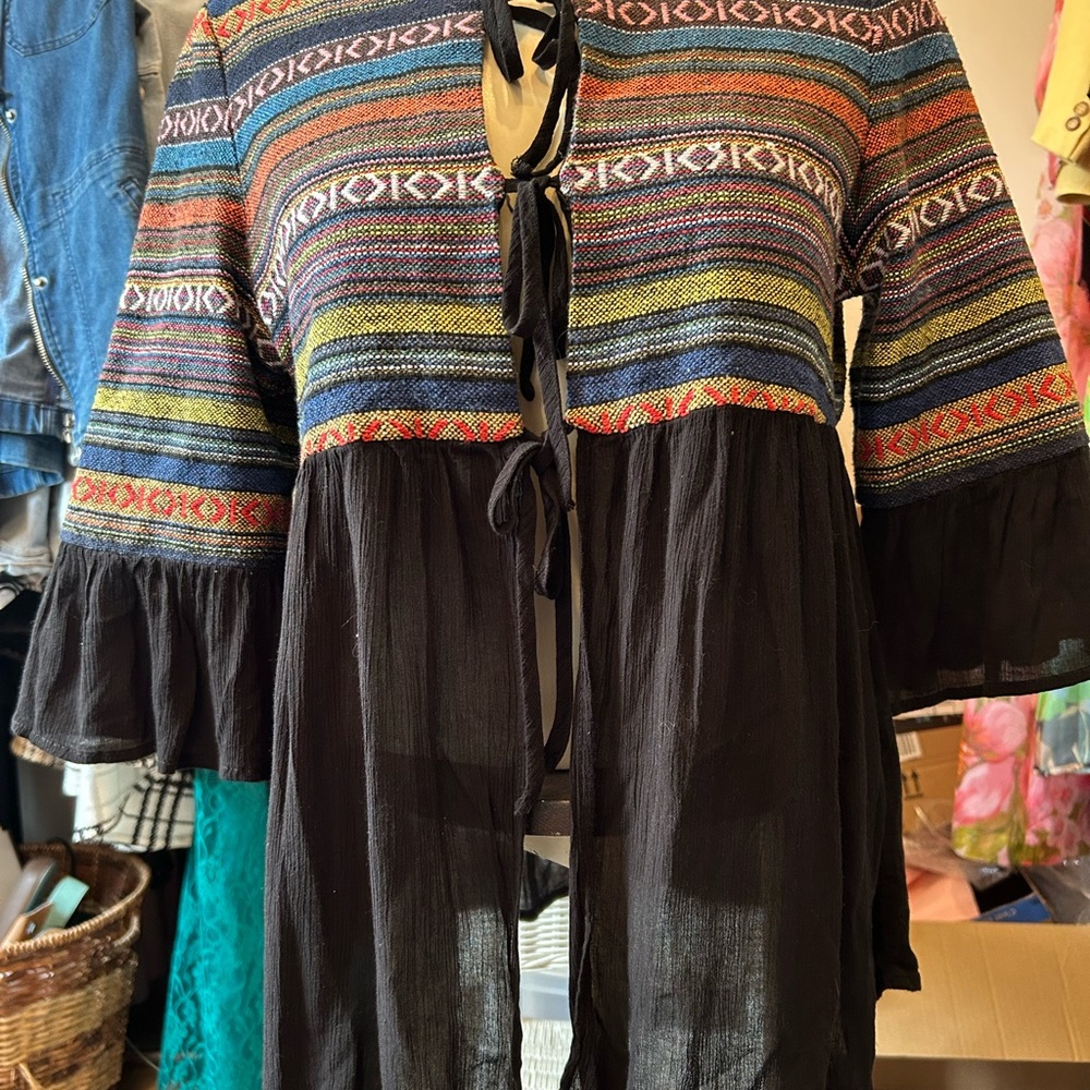 Pleione Black Tunic with Multicolor Accents